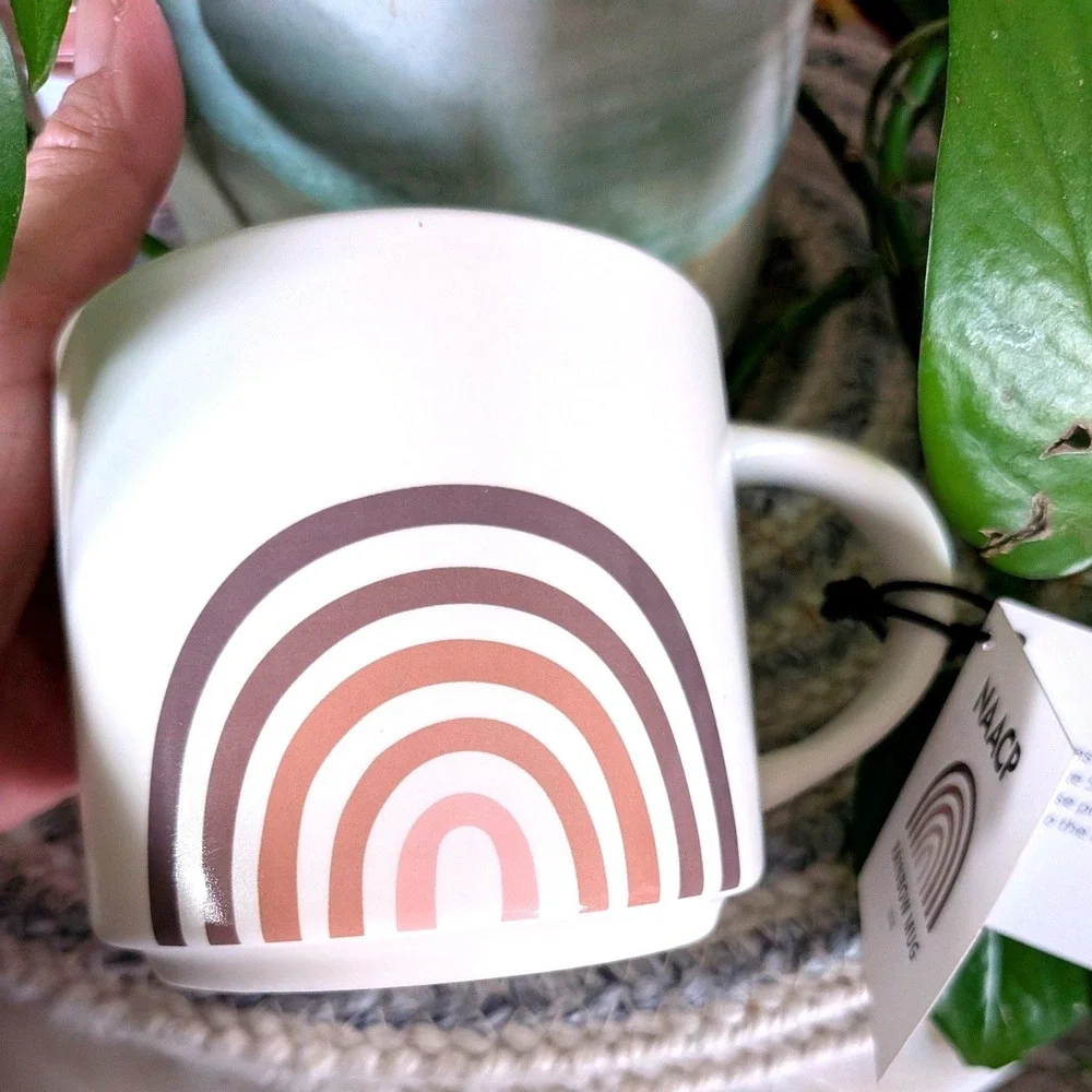 Williams Sonoma NAACP Rainbow Mug Neutral Boho Ceramic NWT